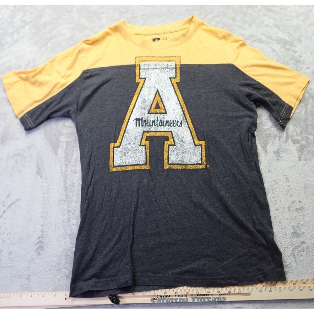 Russell Athletic Appalachian State Mountaineers T-Shirt Mens Large Black Gold L